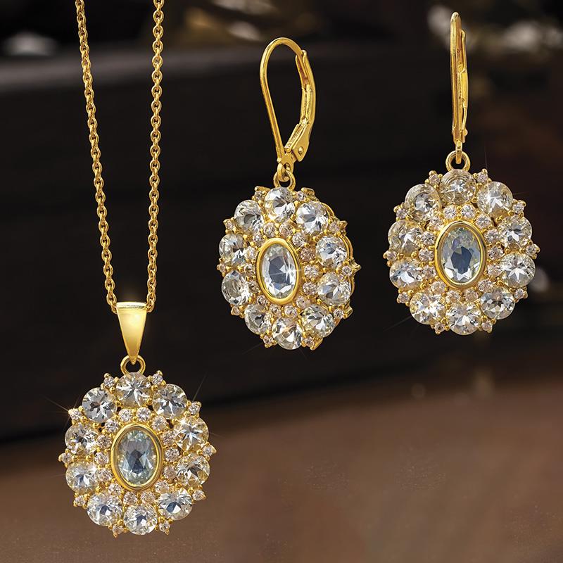 Aqua on the Rocks Necklace & Earrings